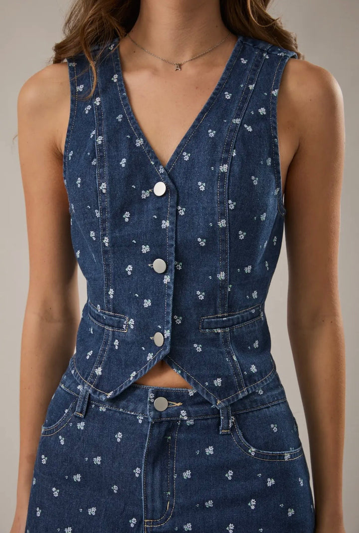 Denim Daisy Vest