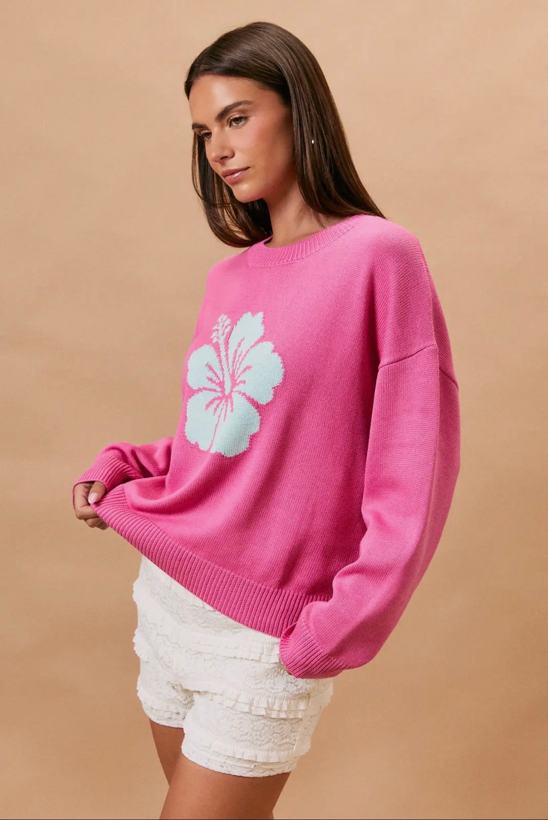 Pink Hibiscus Sweater