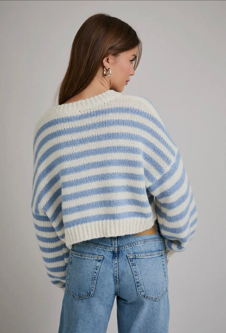 Boho Blue Cropped Sweater