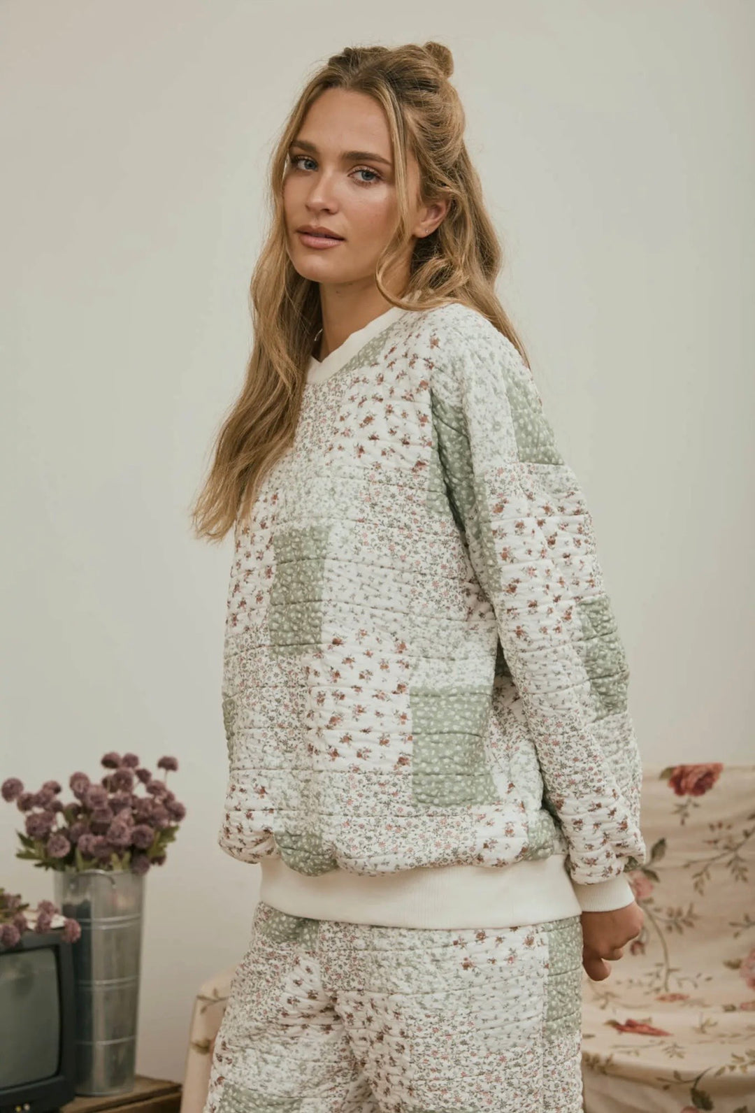 Sage Patchwork Top