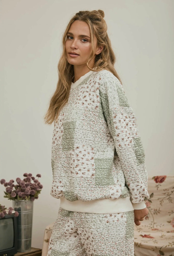Sage Patchwork Top