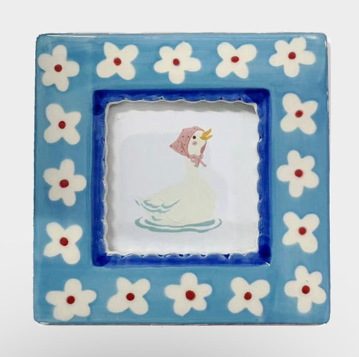 Ceramic Photo Frame - Blue Flowers