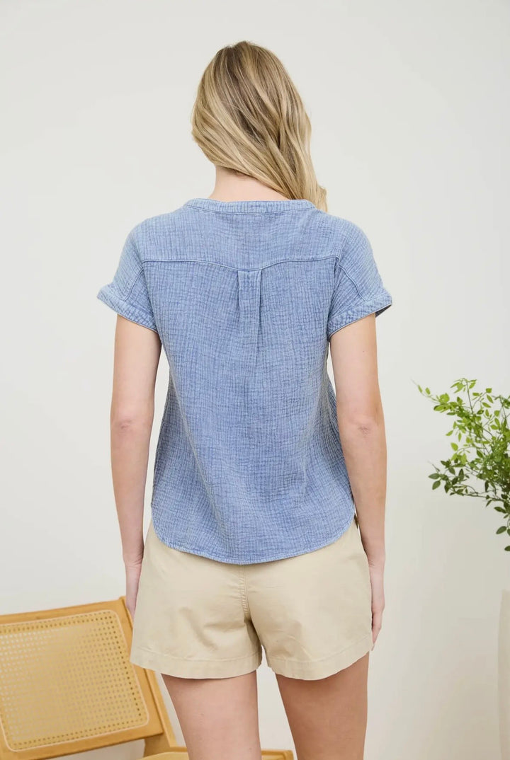 Chambray Henley Blouse