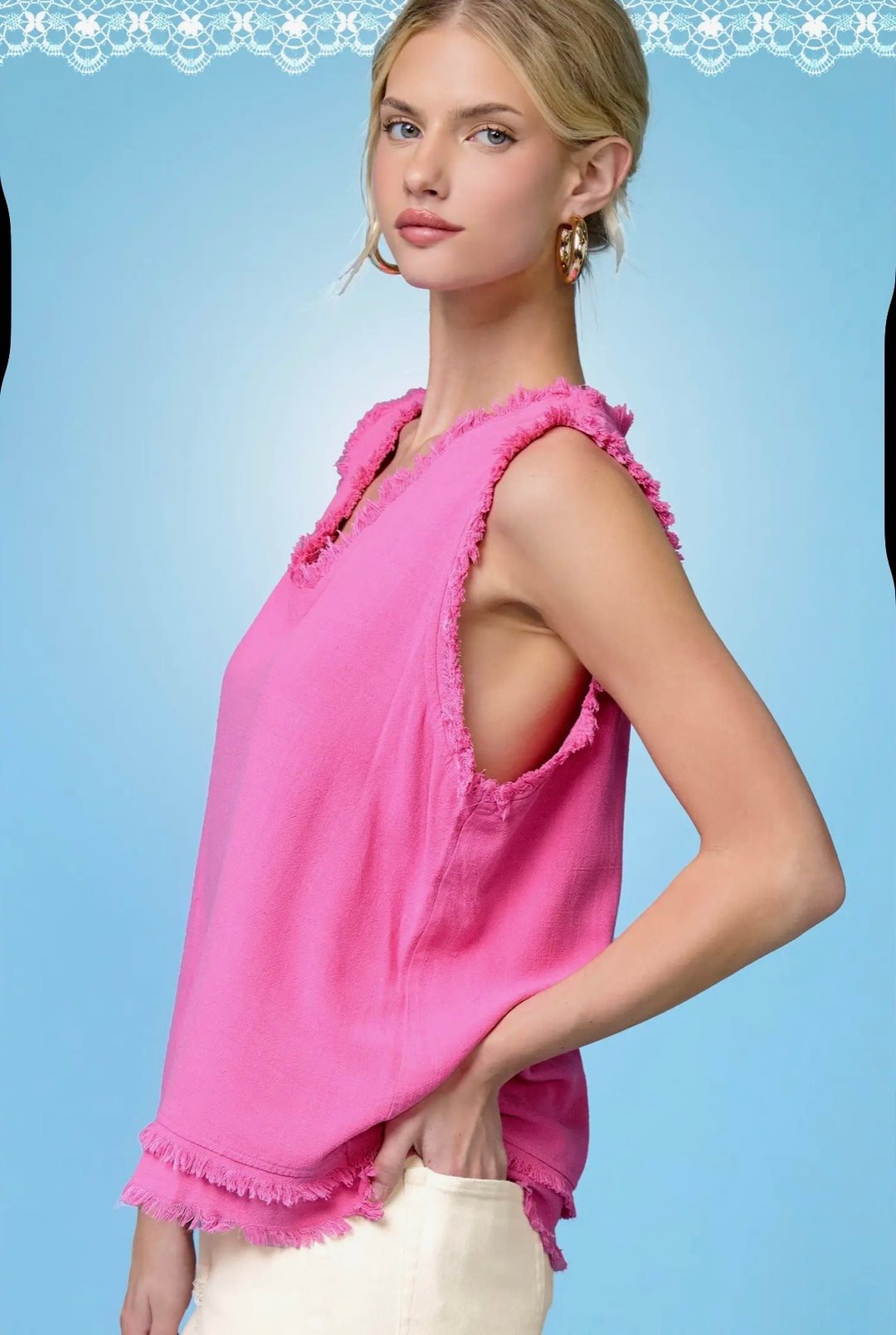 Hot Pink Gauze Top