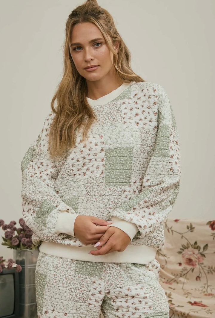 Sage Patchwork Top