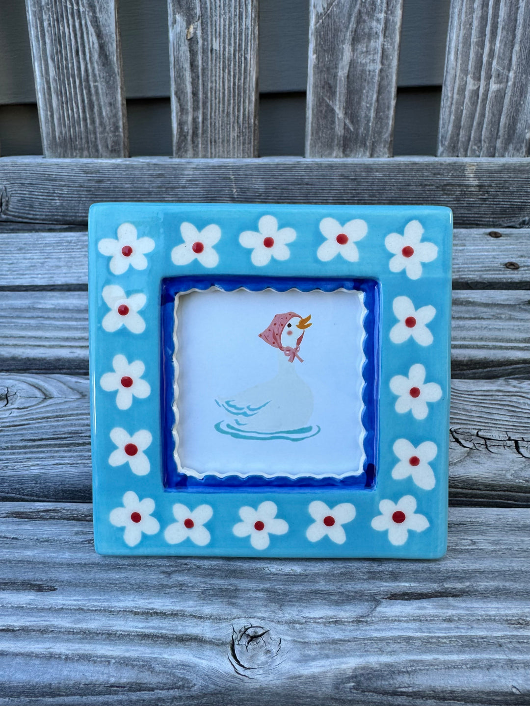 Ceramic Photo Frame - Blue Flowers