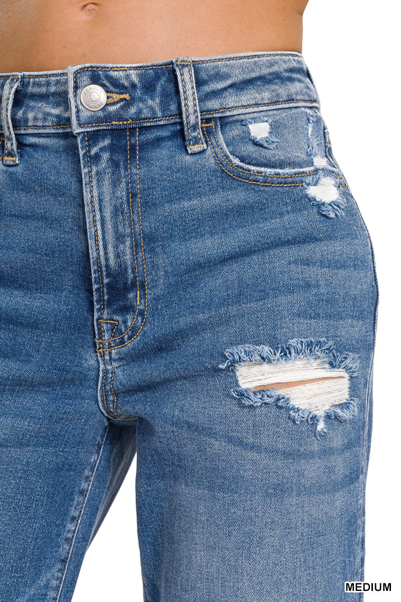 Straight Leg Medium Wash Jeans