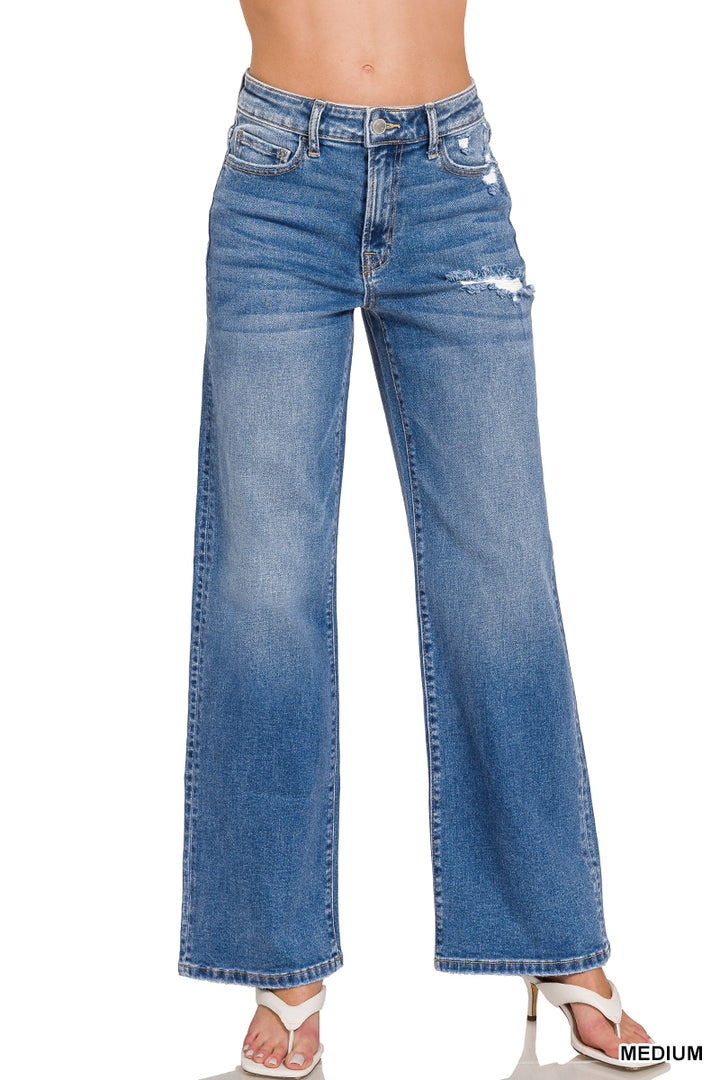 Straight Leg Medium Wash Jeans