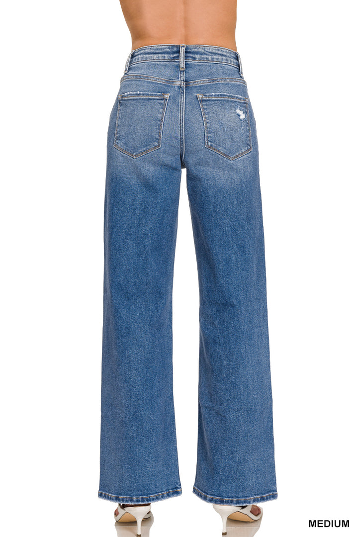 Straight Leg Medium Wash Jeans