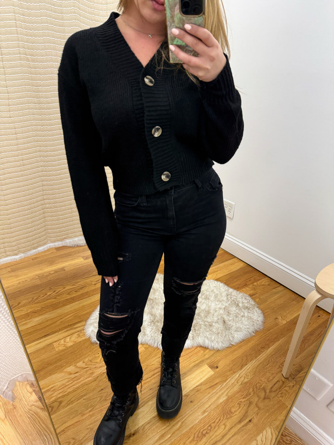 Black Button Sweater
