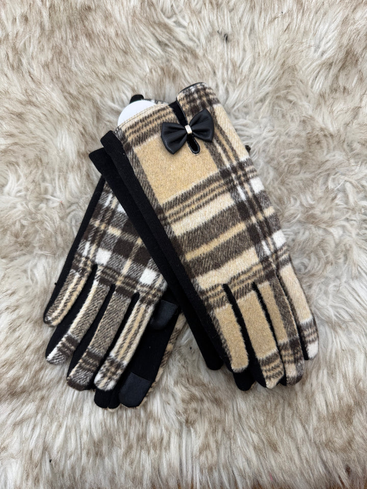 Tan Bow Gloves