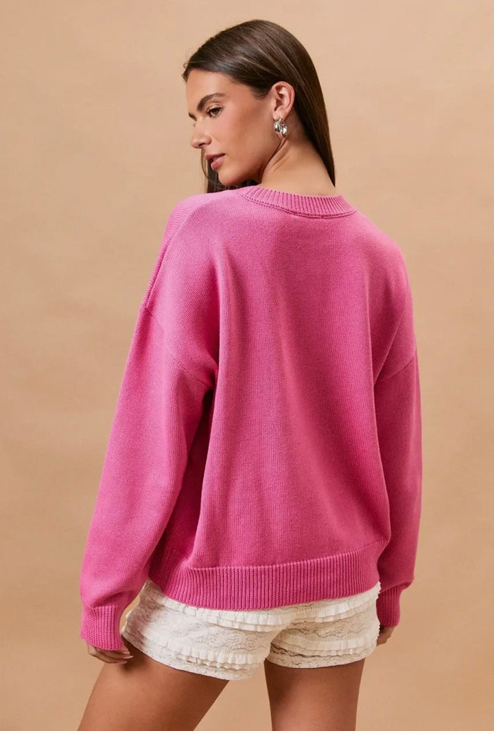 Pink Hibiscus Sweater