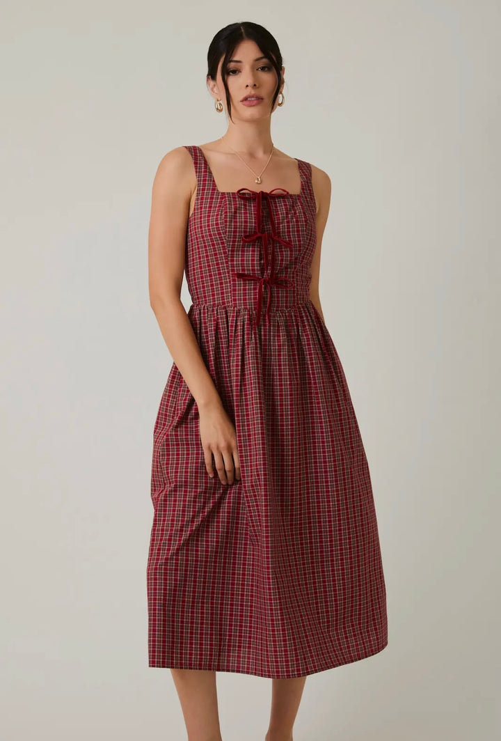 Fit & Flare Plaid Midi