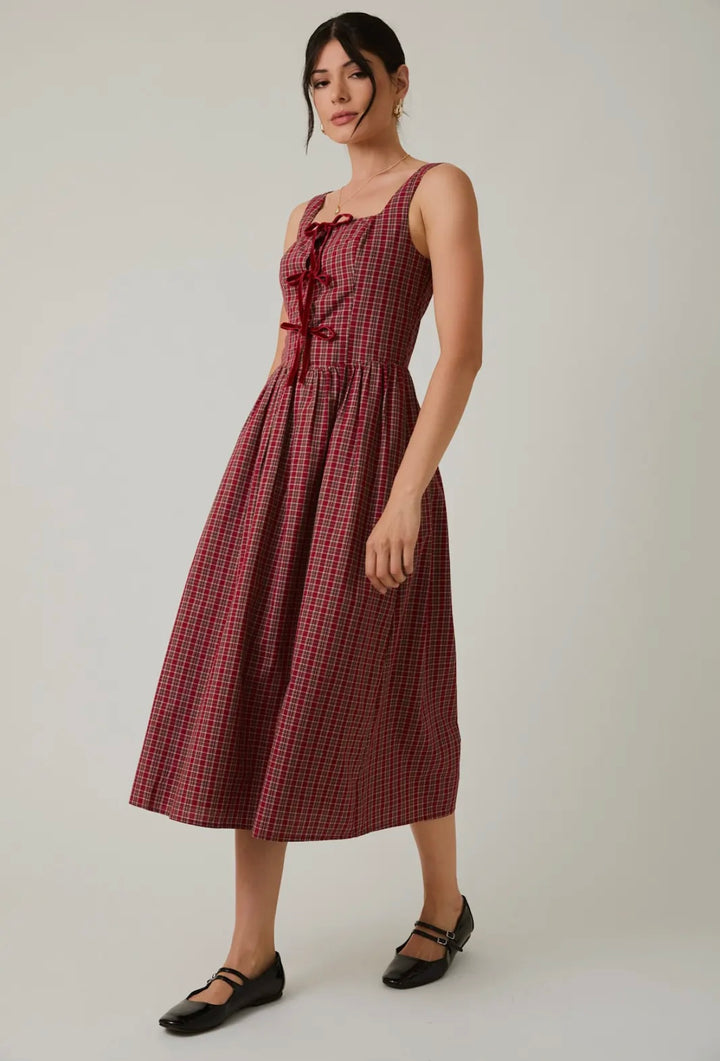 Fit & Flare Plaid Midi
