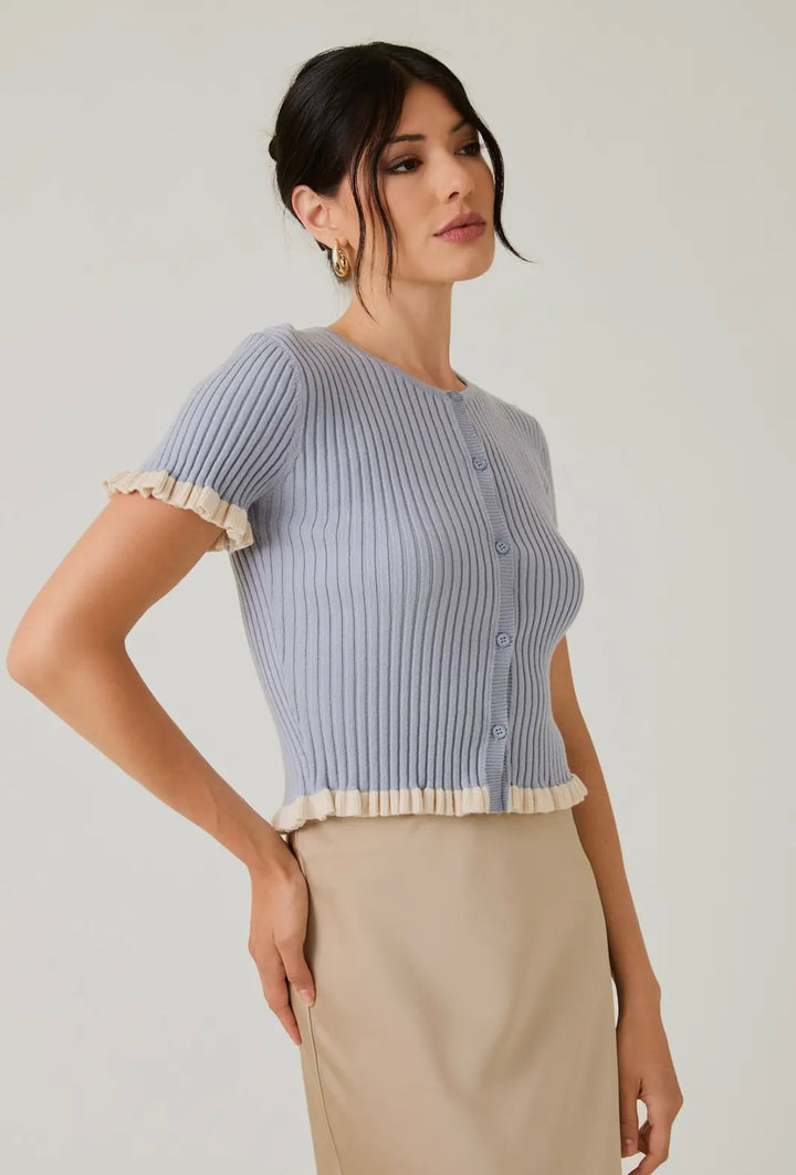 Ruffle Ribbed Blouse