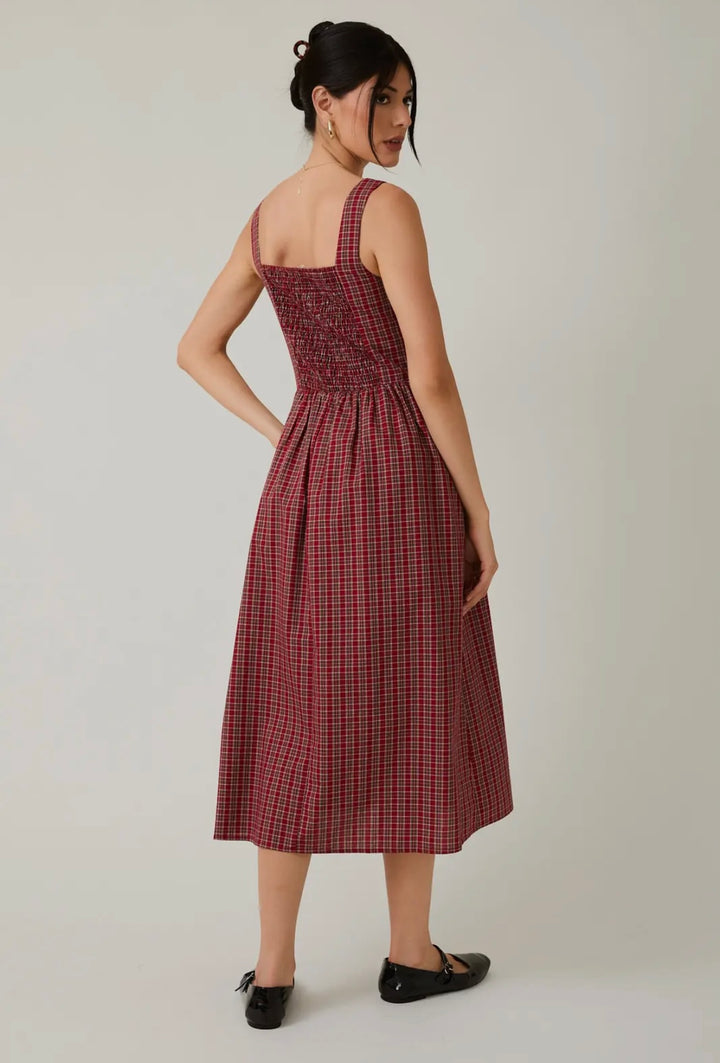 Fit & Flare Plaid Midi
