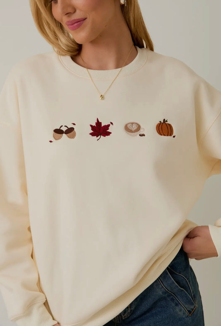 Cozy Fall Embroidered Crew