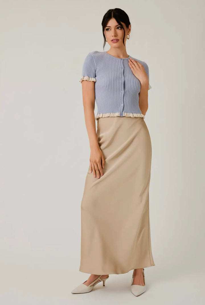 Ruffle Ribbed Blouse