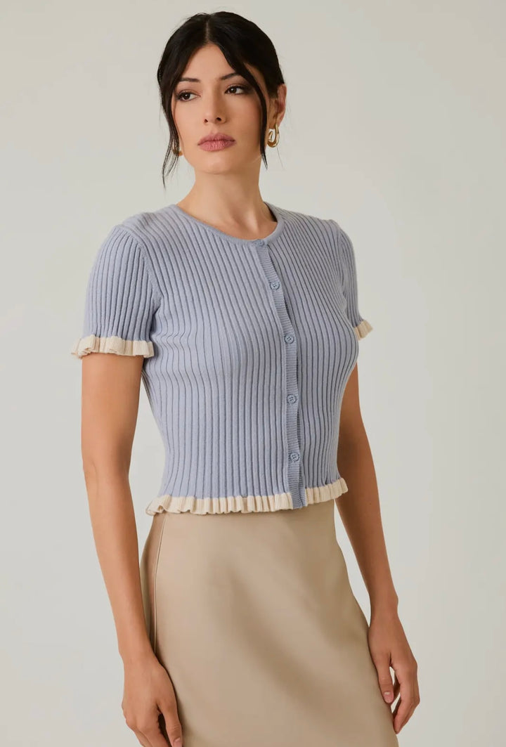 Ruffle Ribbed Blouse