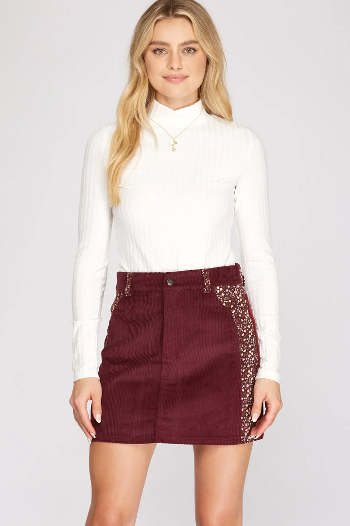 Wine Floral Skirt