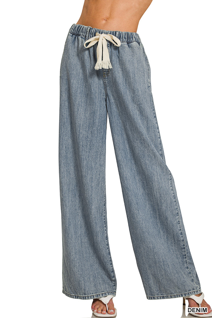 Boho Wide Leg Denim Pant