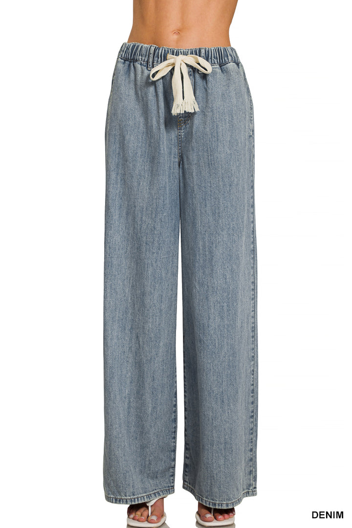 Boho Wide Leg Denim Pant